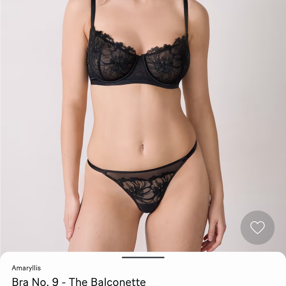 Amaryllis Black Lace Balconette Bra Etam 36DD NWT